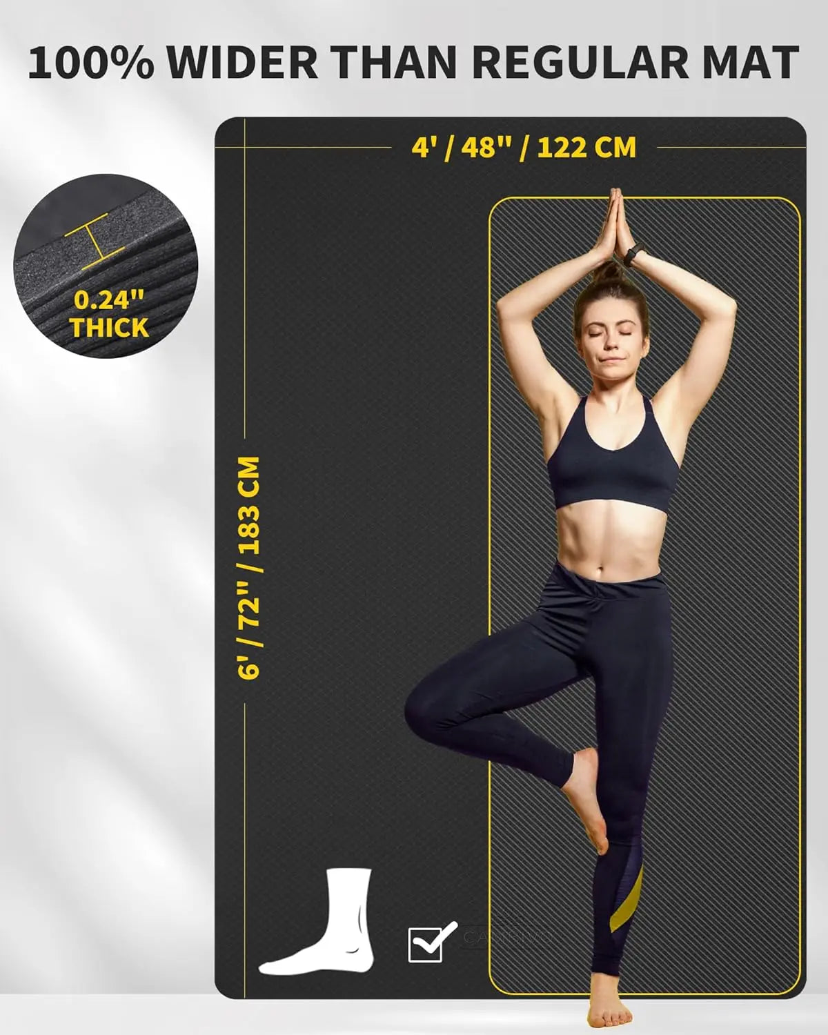 Extra Thick Yoga Mat For Home Gym With Joint Support