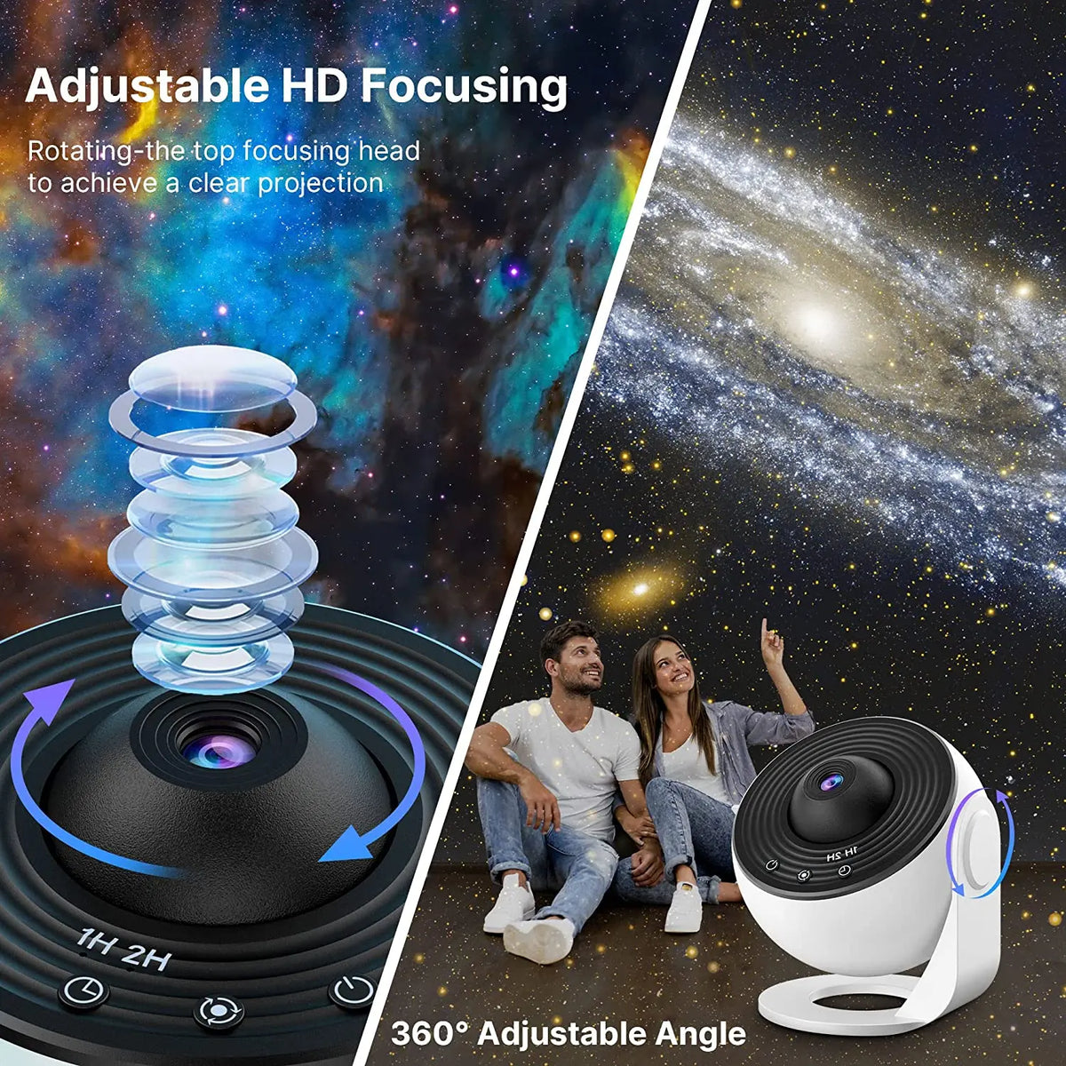 Aiopp Galaxy Star Projector With 360 Rotation And Mute Design
