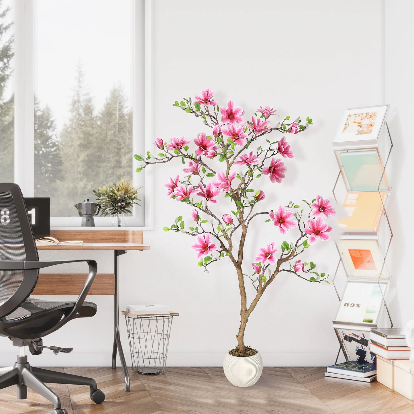 HiMISS Lifelike Magnolia Tree Silk Plant for Home Decor