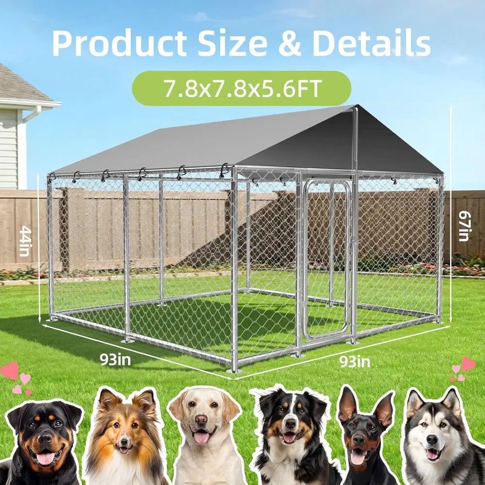 Large Outdoor Dog Kennel Heavy Duty Enclosure With Waterproof Cover