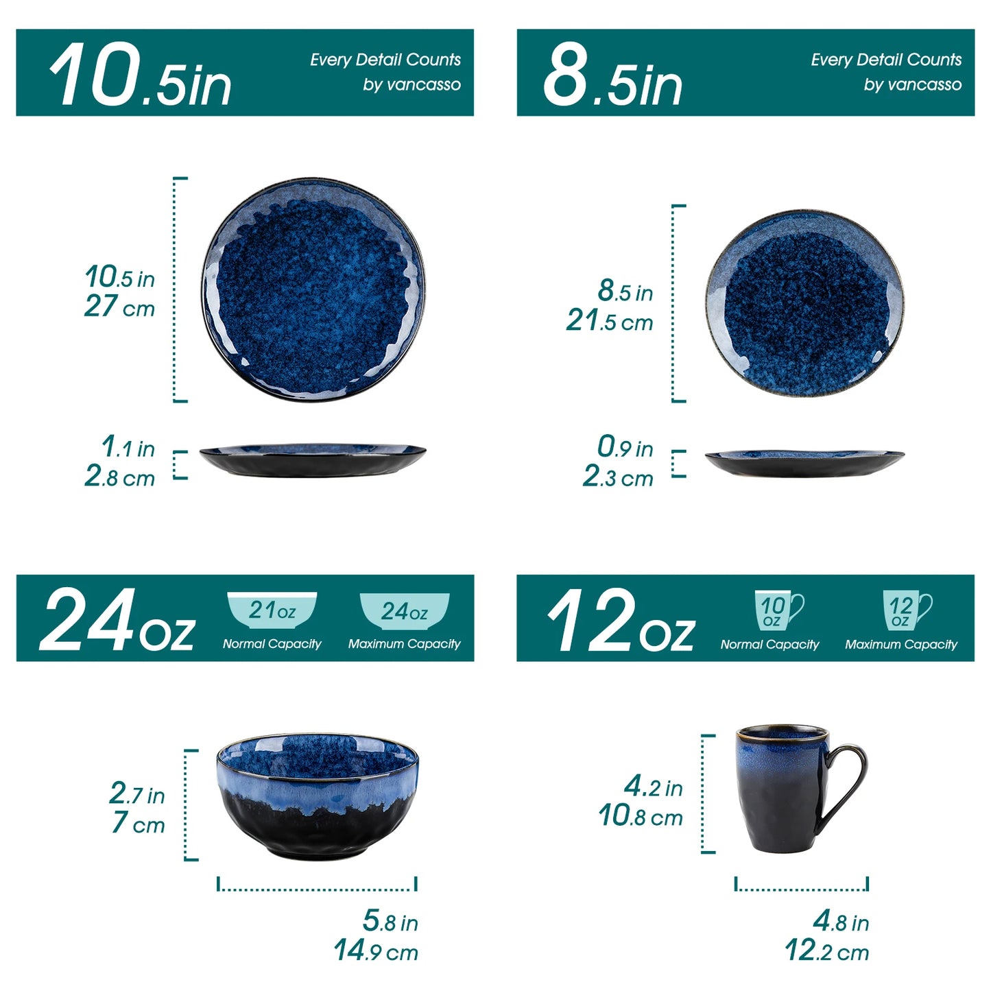 MALACASA Starry Blue Dinner Set 16 32 48 Pieces Collection