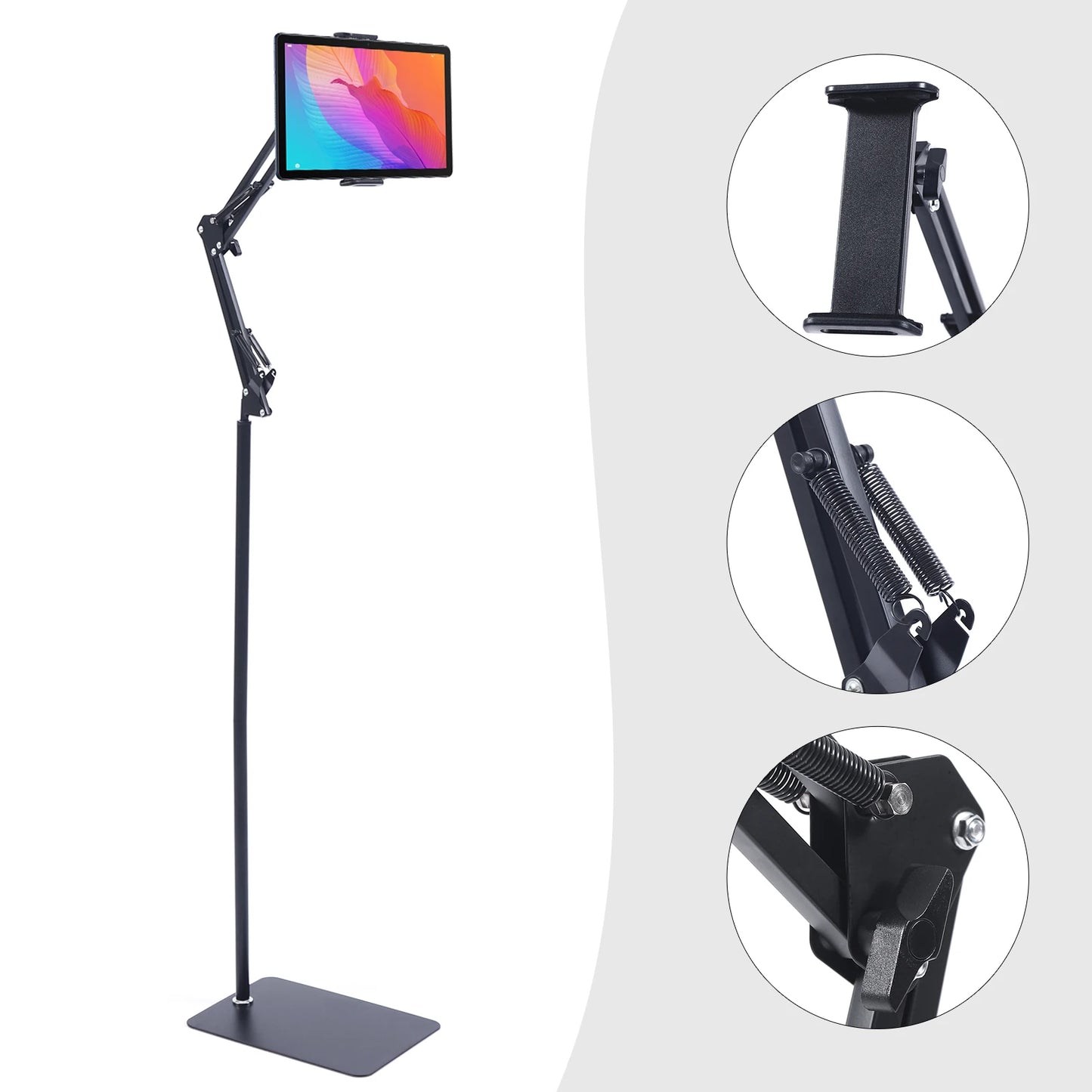 Tablet Floor Stand With 360 Degree Swivel And Adjustable Height
