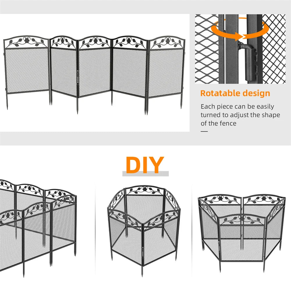 Borwart Wrought Iron Dog Fence Panels Pet Running Exercise Barrier