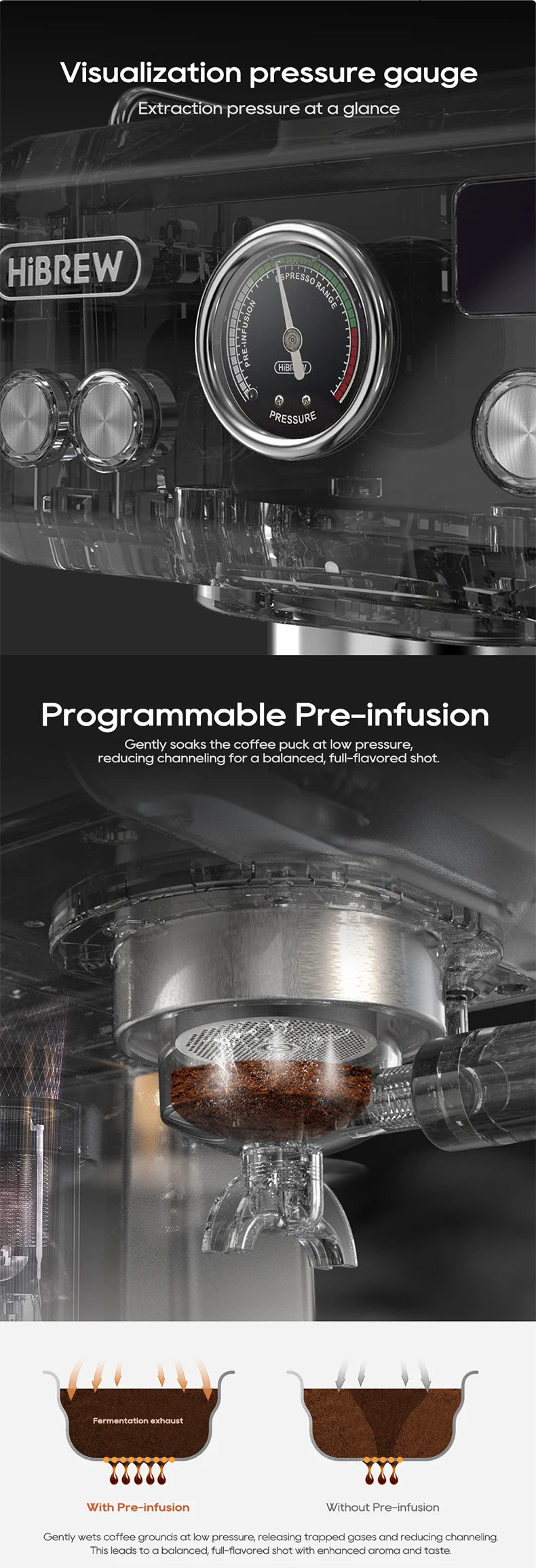 HiBREW 20 Bar Semi Automatic Espresso Machine With Portafilter