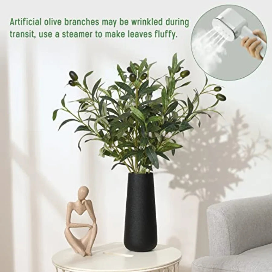 Artificial Lighted Olive Branches With Realistic Olives Greenery Stems Decor