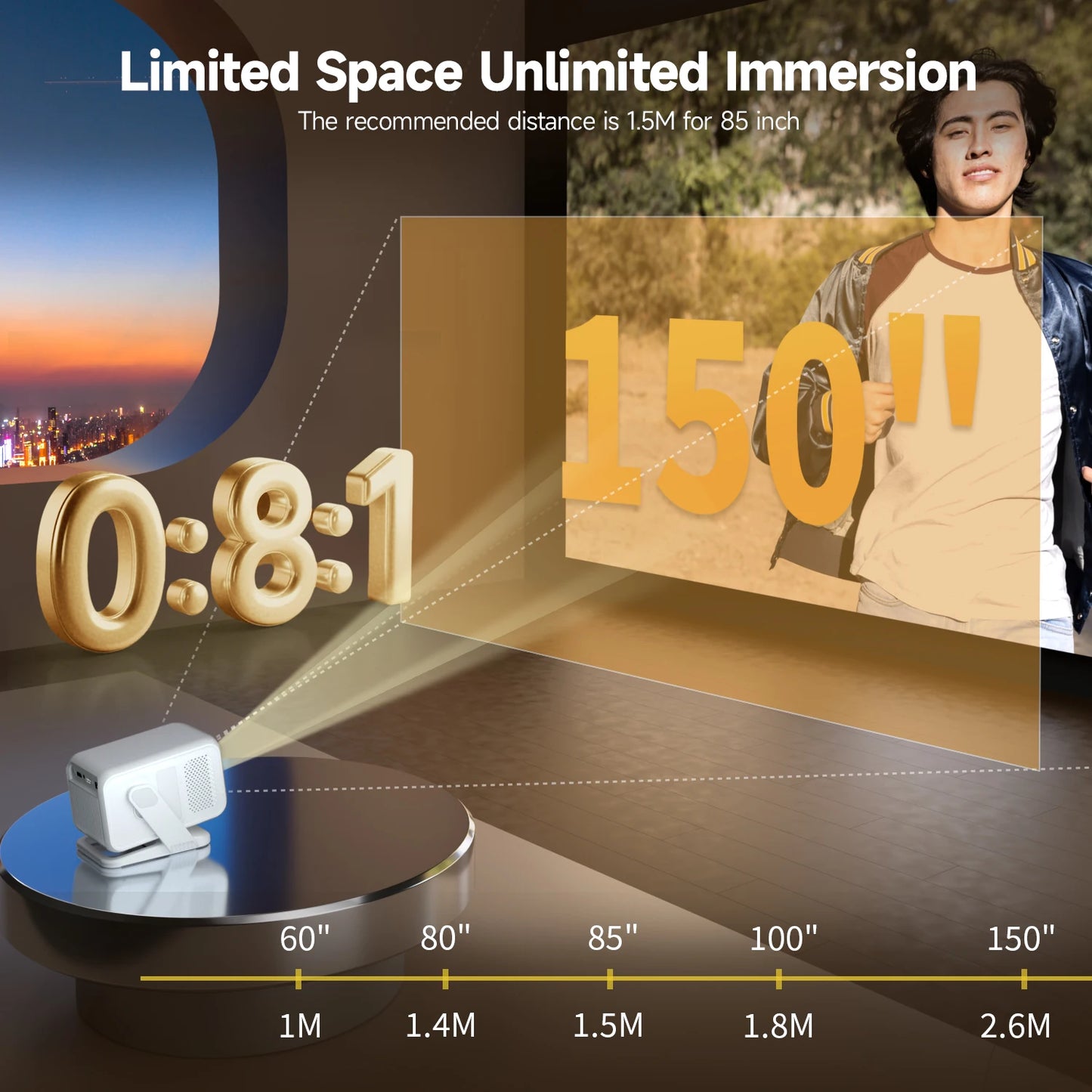Magcubic HY310X Portable 4K Projector With WiFi Auto Focus