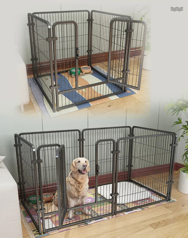 Stainless Steel Six Panel Dog Fence Playpen, Foldable, Heavy Duty