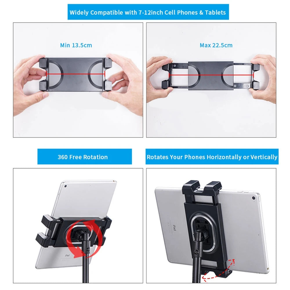 Unho Retractable Adjustable iPad Floor Stand Tripod 360 Degree Rotation