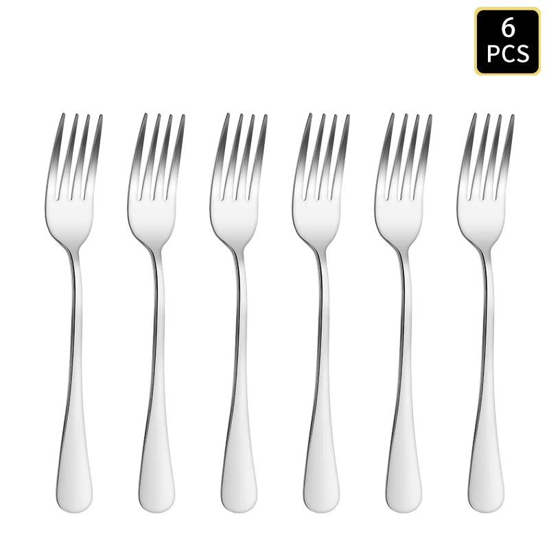 Stainless Steel Round Handle Cutlery Set Knife Fork Spoon Dinnerware