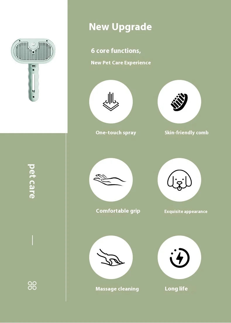 Pet Hair Removal Steam Brush For Grooming With Water Tank