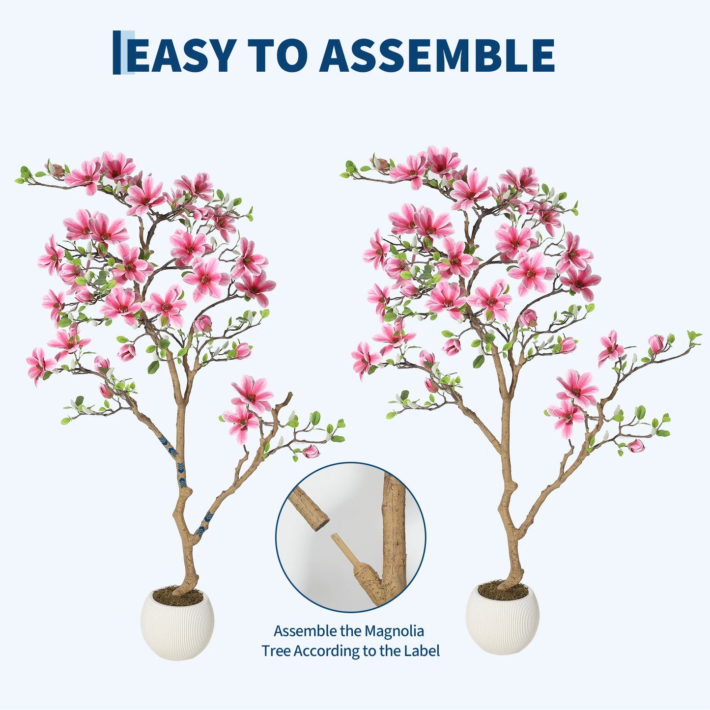 HiMISS Lifelike Magnolia Tree Silk Plant for Home Decor