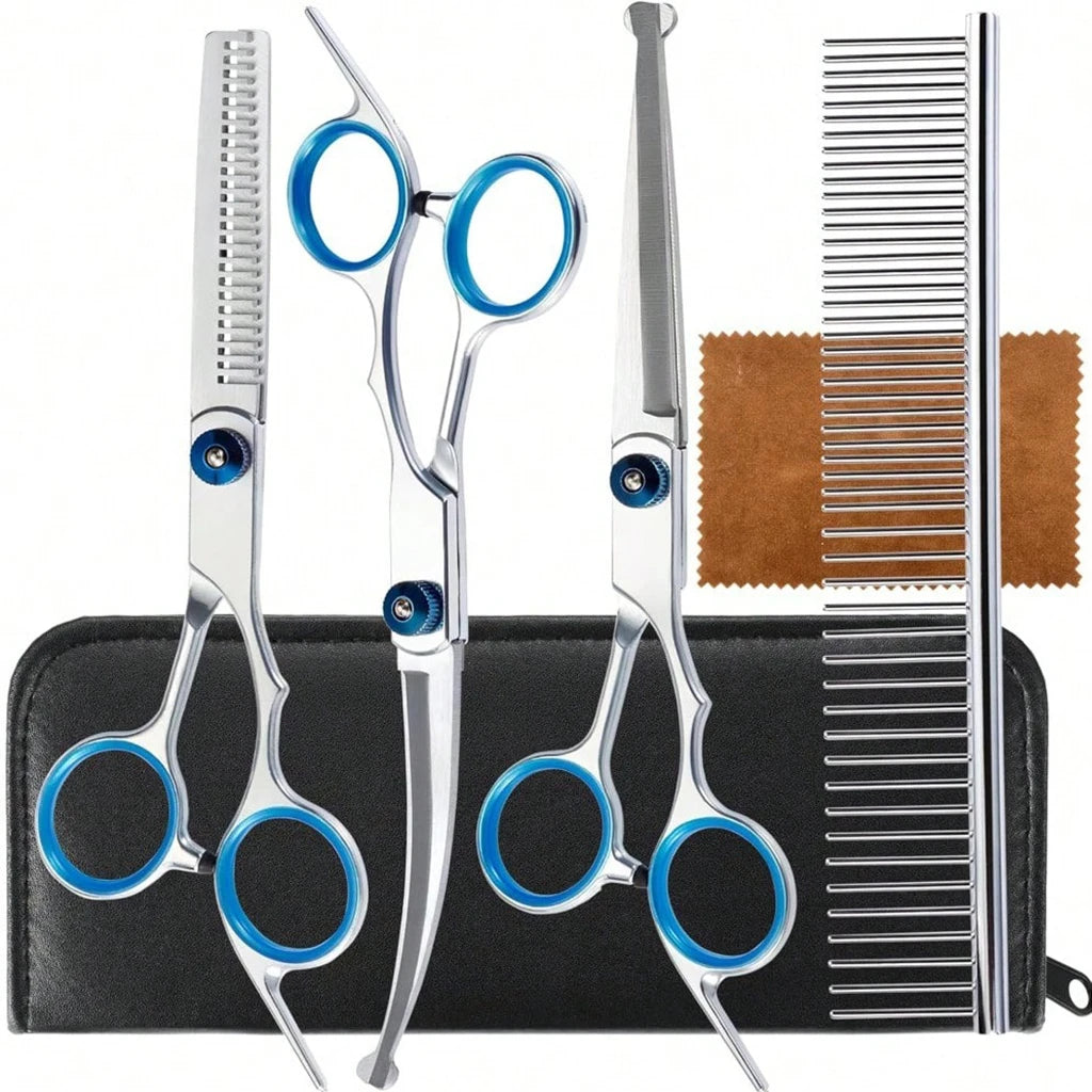 SHUYU Professional Pet Grooming Scissors Stainless Steel With Comb Case