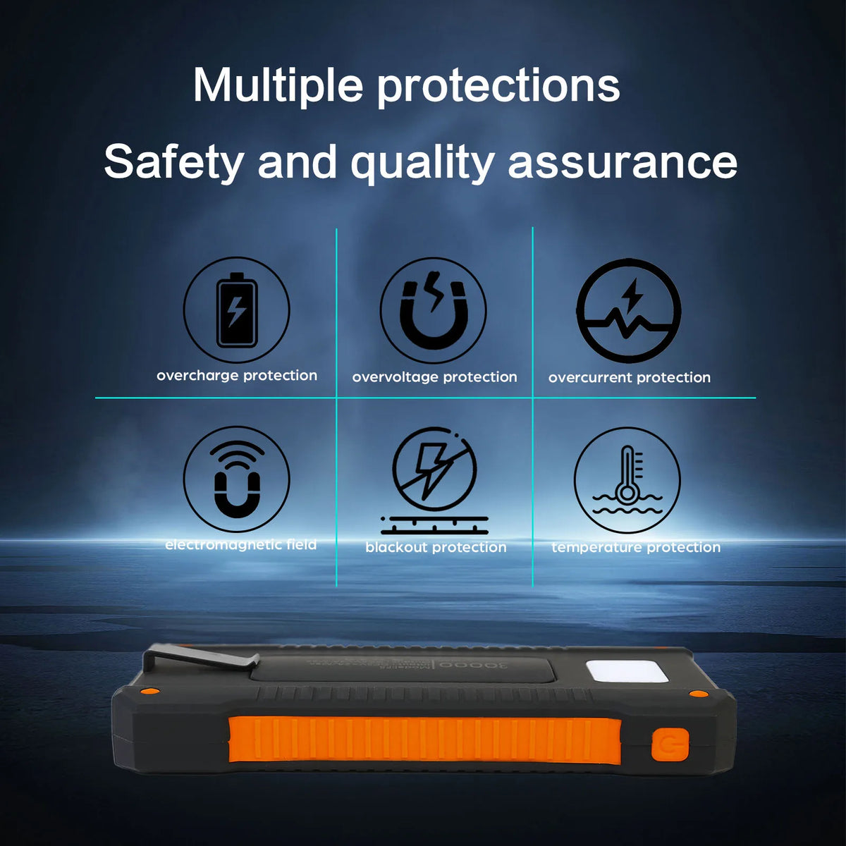 Portable Waterproof Solar Power Bank With Wireless Fast Charging
