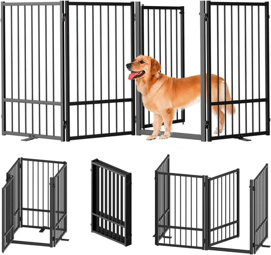 Keep your space safe, organized, and pet-friendly with a sturdy 32-inch foldable metal dog gate that securely blocks entries while blending with your home decor.
