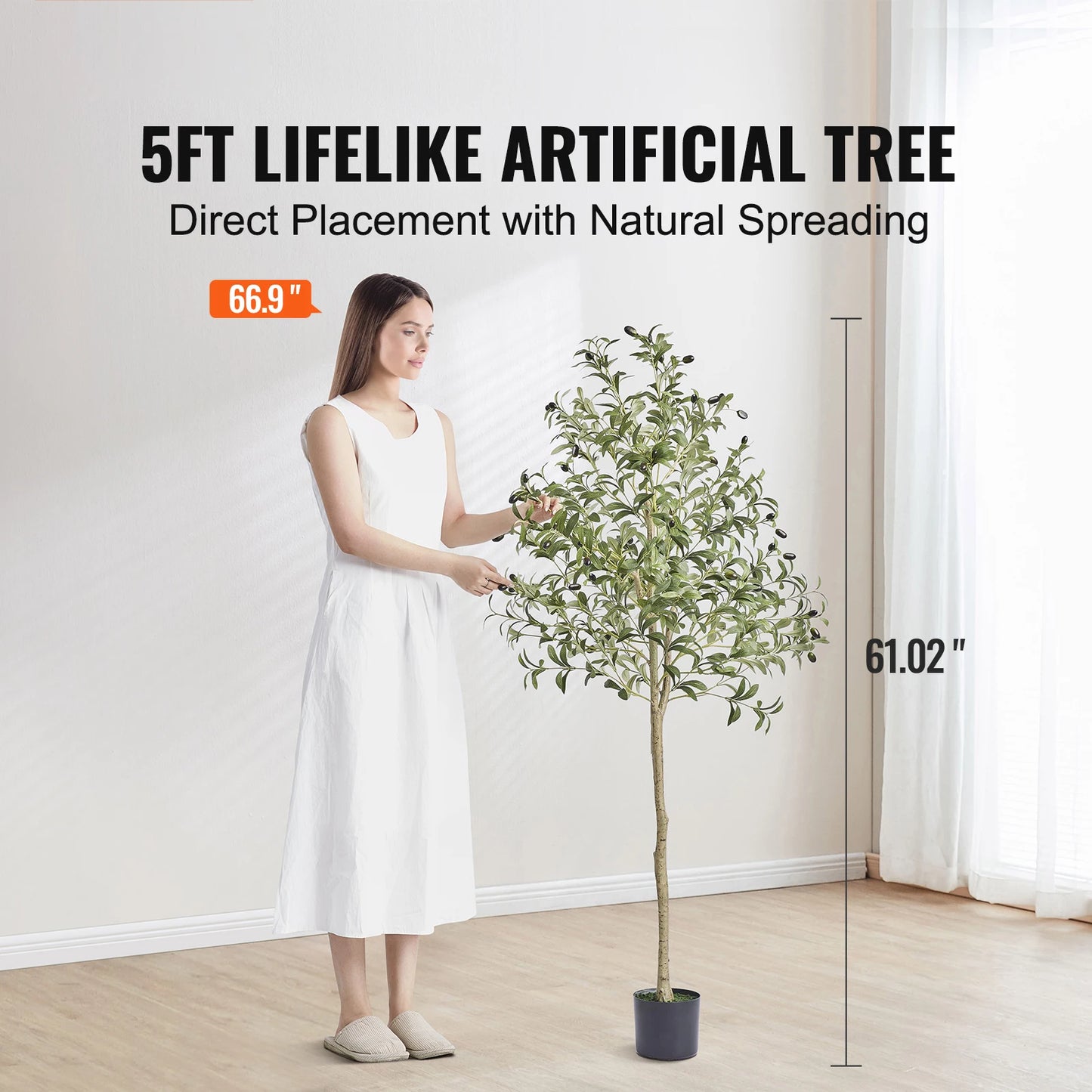 SucceBuy Artificial Olive Tree Faux Plant Low Maintenance With AntiTip