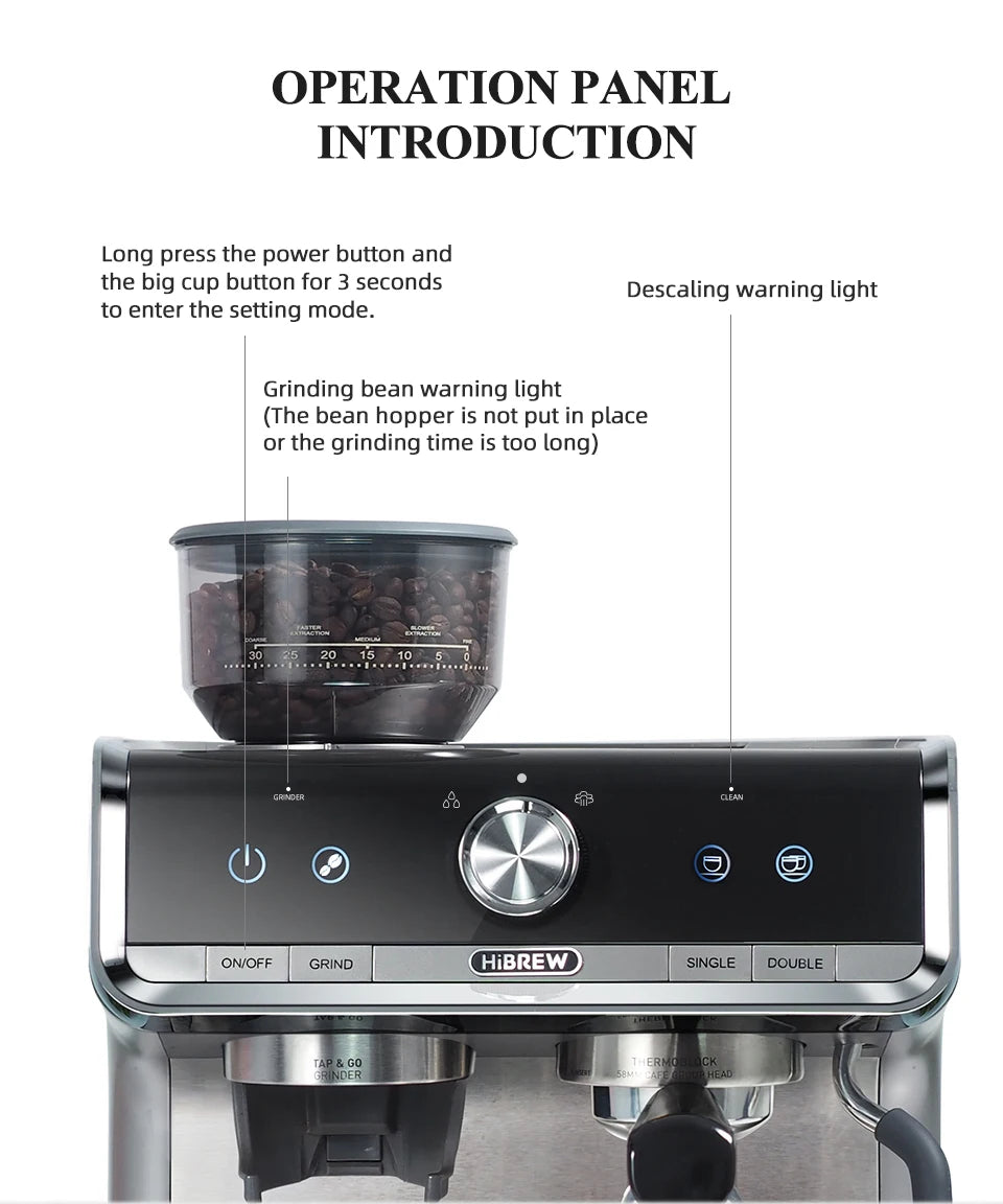 HiBREW Barista Pro 20Bar Espresso Machine With Full Cafe Kit