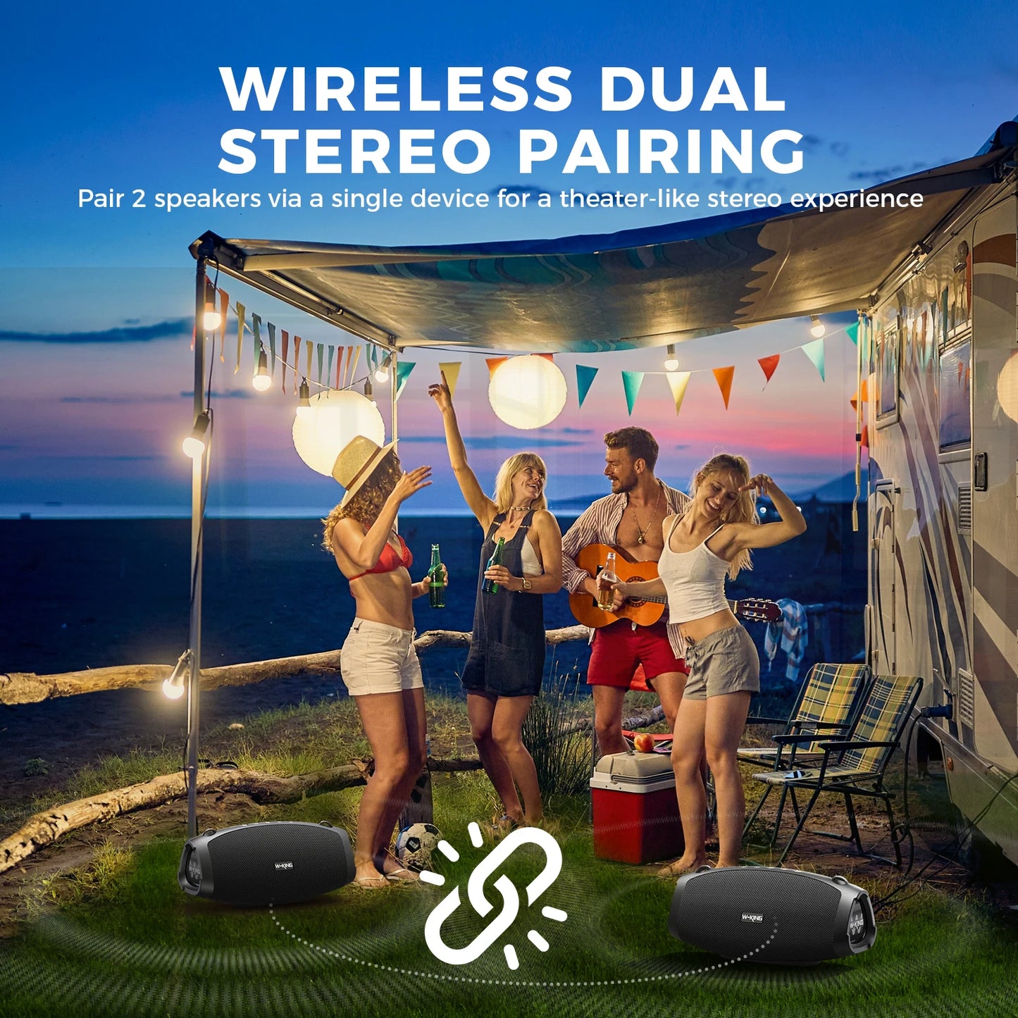 W-King Portable Bluetooth Speaker 70W With Wireless Microphone