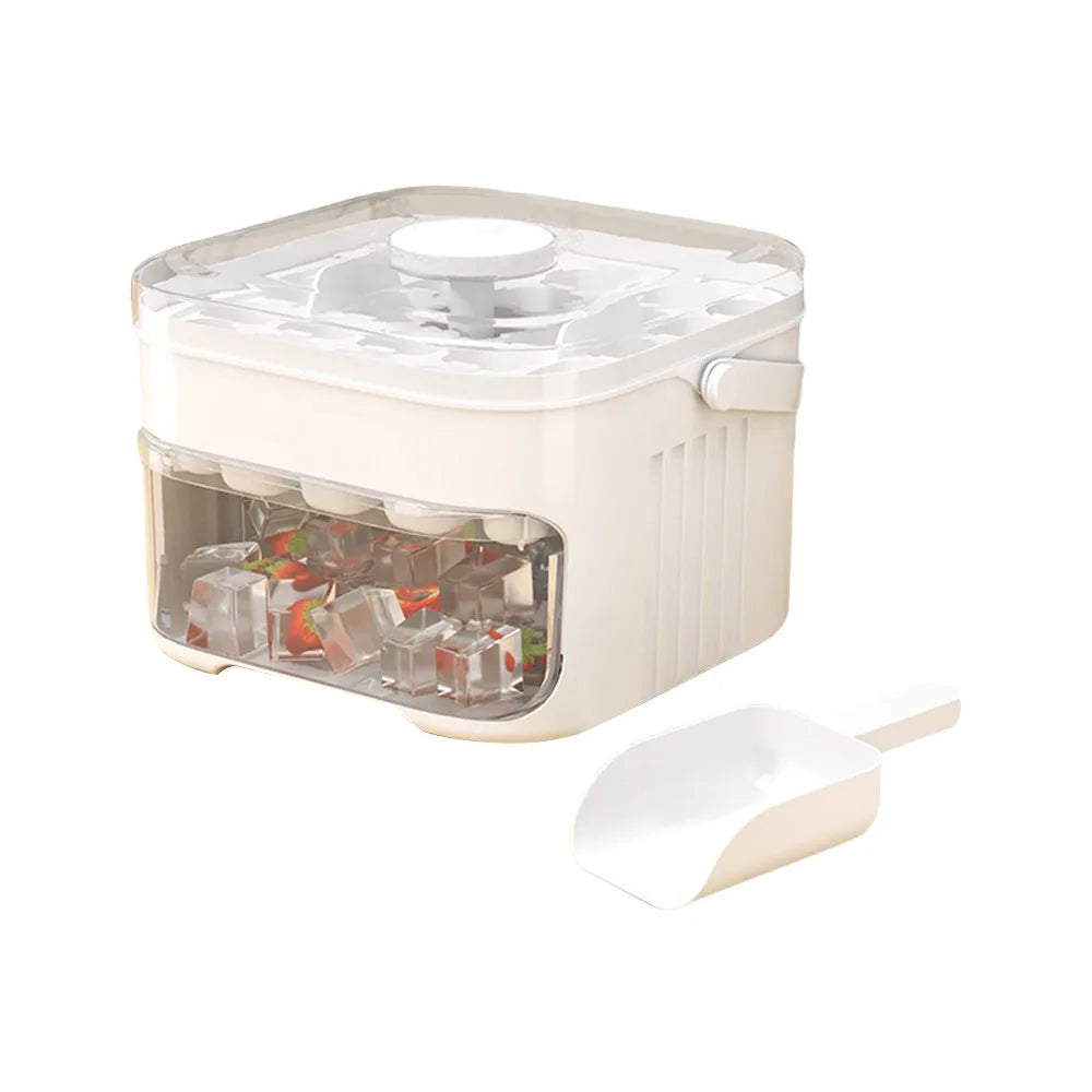 Ice Cube Maker With Easy Press Cap Double Layer Ice Box