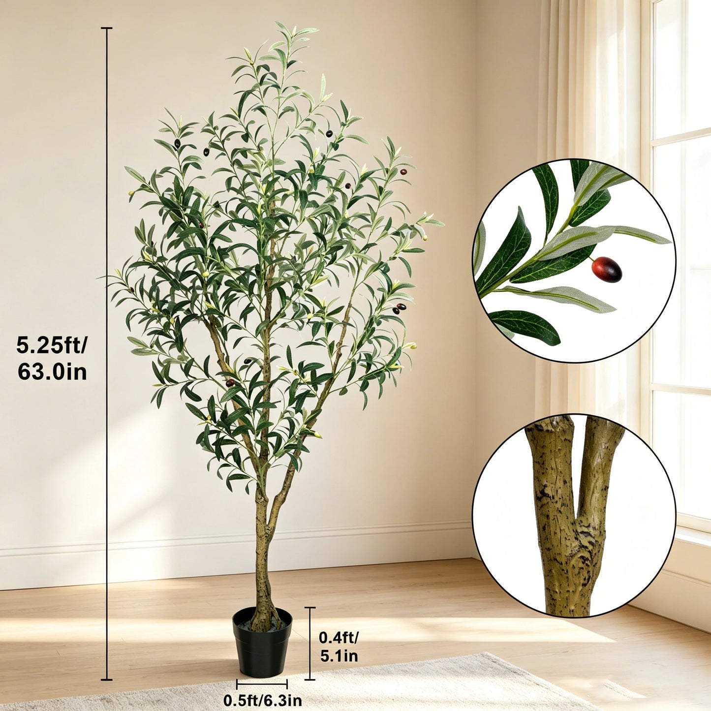 Artificial Olive Tree Indoor Floor Plant With Lifelike Fruits