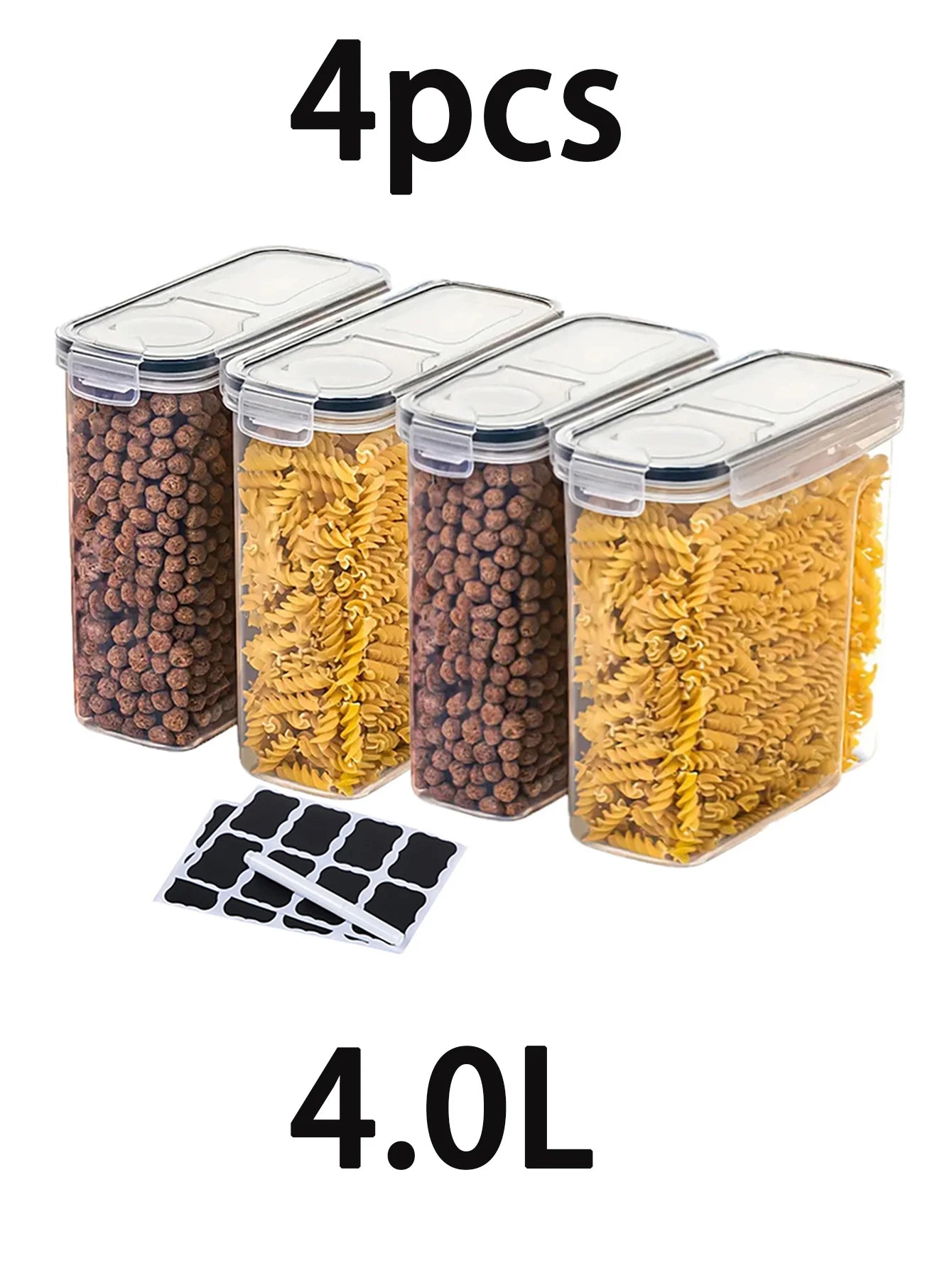 4L Airtight Food Storage Containers 4 Pack For Pantry Organization