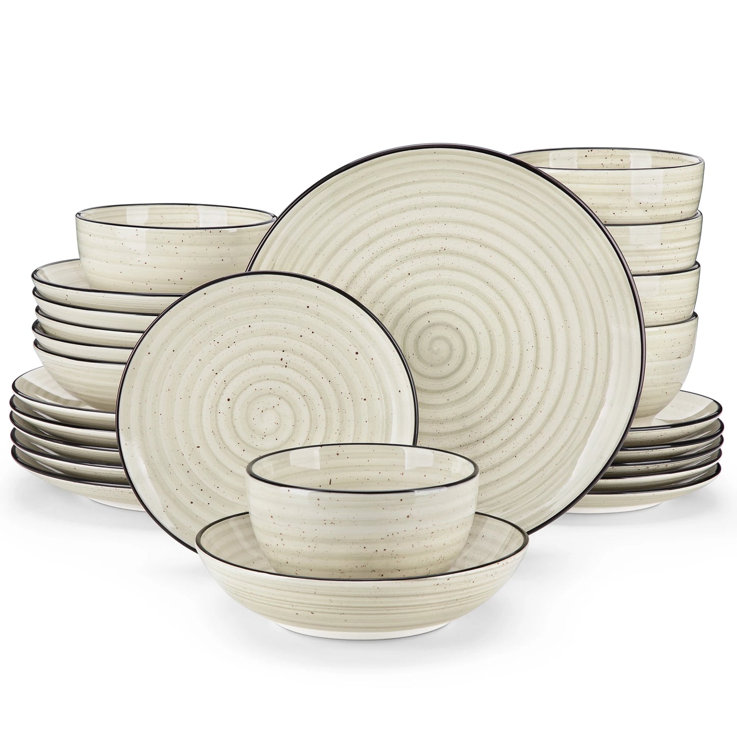 MALACASA Ceramic Dinnerware Set Hand Painted Spiral
