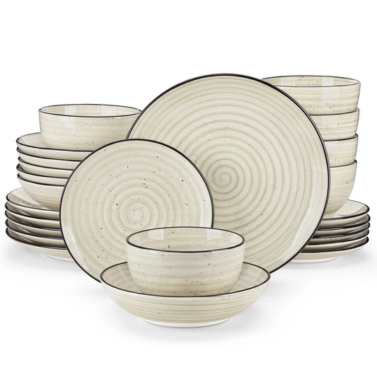 MALACASA Ceramic Dinnerware Set Hand Painted Spiral