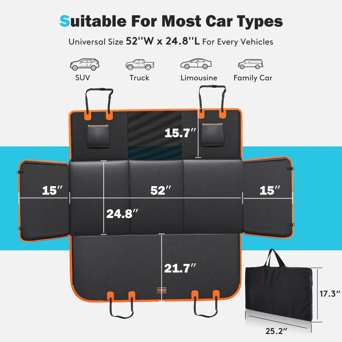 PU Leather Dog Back Seat Extender Waterproof Car Seat Cover
