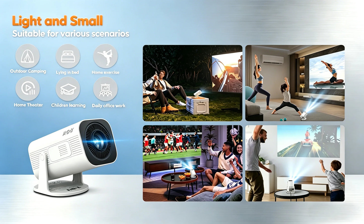 XGODY 4K LED Projector 12000 Lumens Wireless Home Theater Entertainment