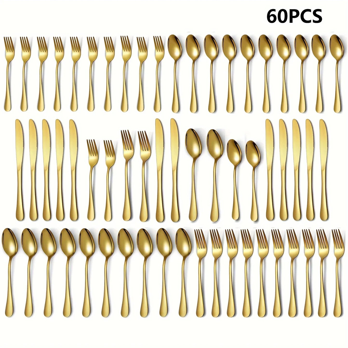 Luxury Golden Flatware Set 30 60 Piece Stainless Steel Cutlery