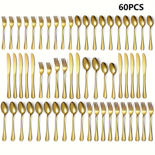 Luxury Golden Flatware Set 30 60 Piece Stainless Steel Cutlery