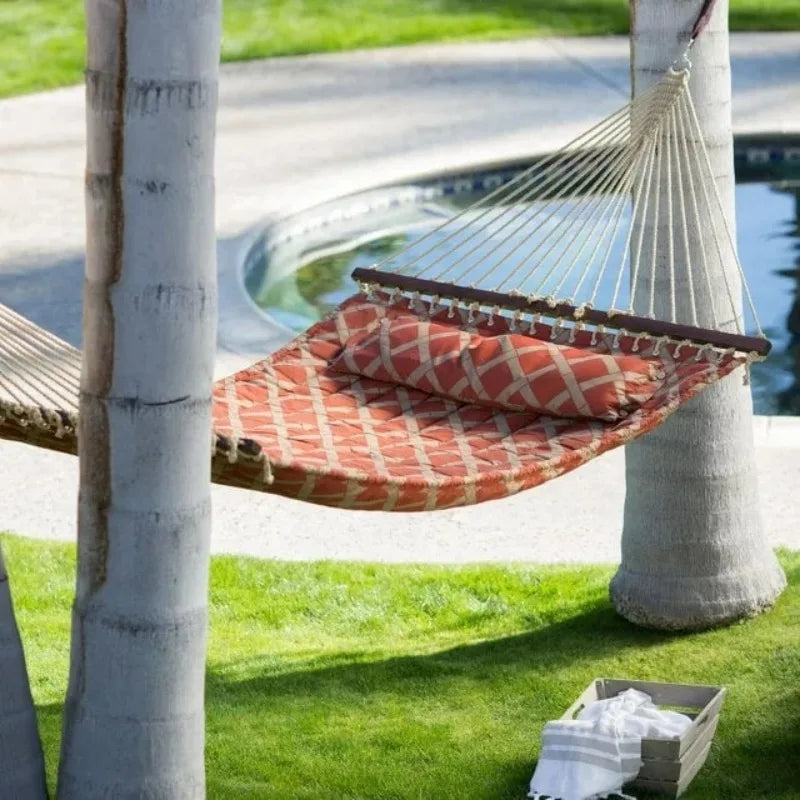 Wooden Free Standing Hammock With Oak Stand For Garden And Outdoor Relaxation And Comfort