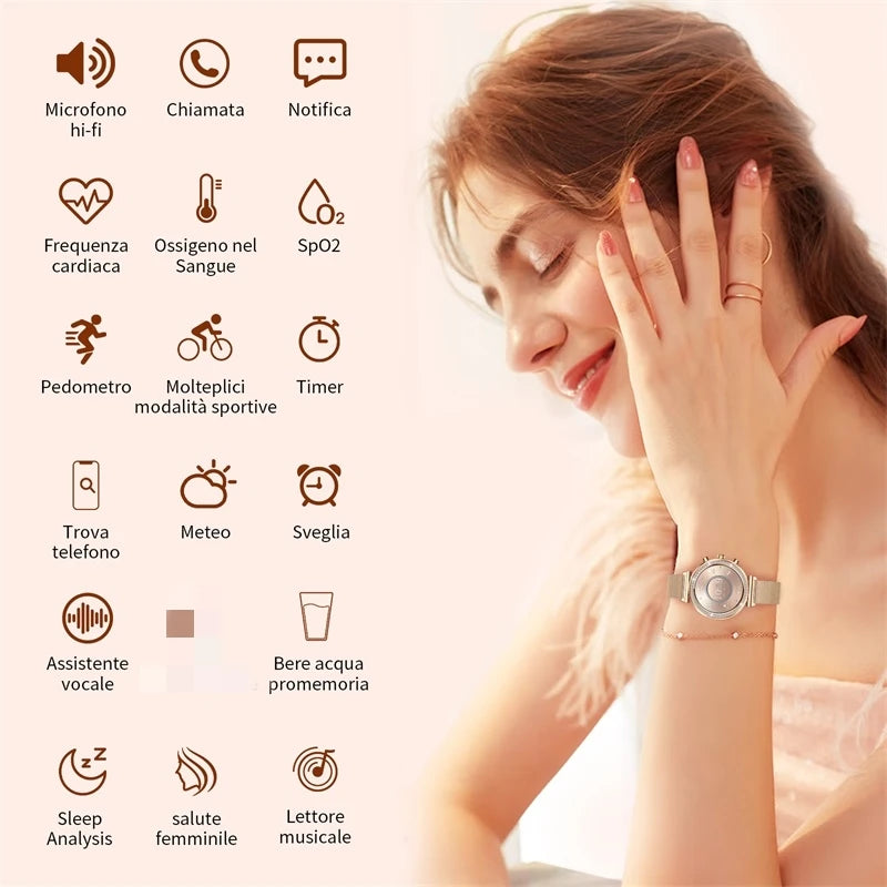 INNOFOVO Ladies Smartwatch With Calls And Messages Compatible iPhone Android