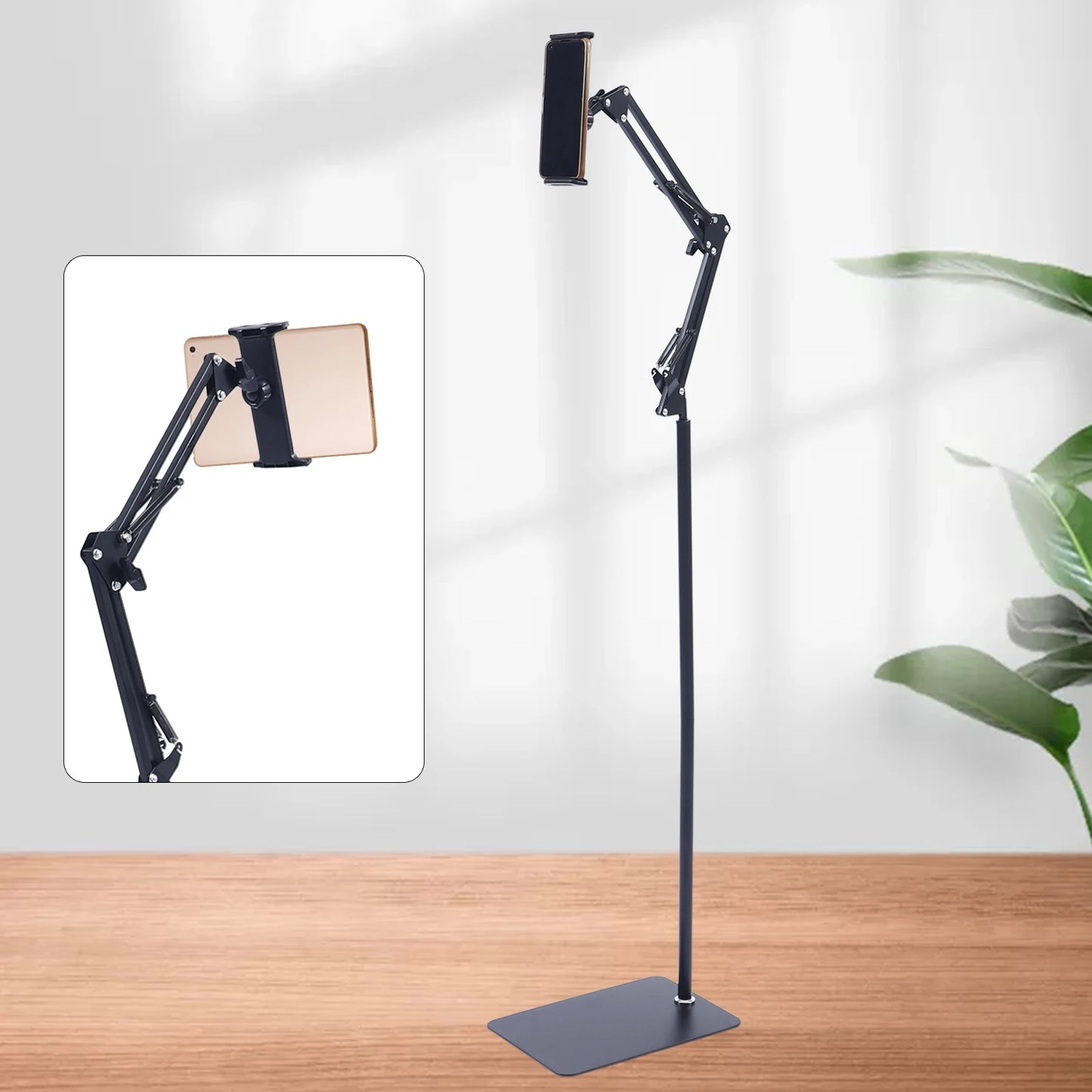 Tablet Floor Stand With 360 Degree Swivel And Adjustable Height