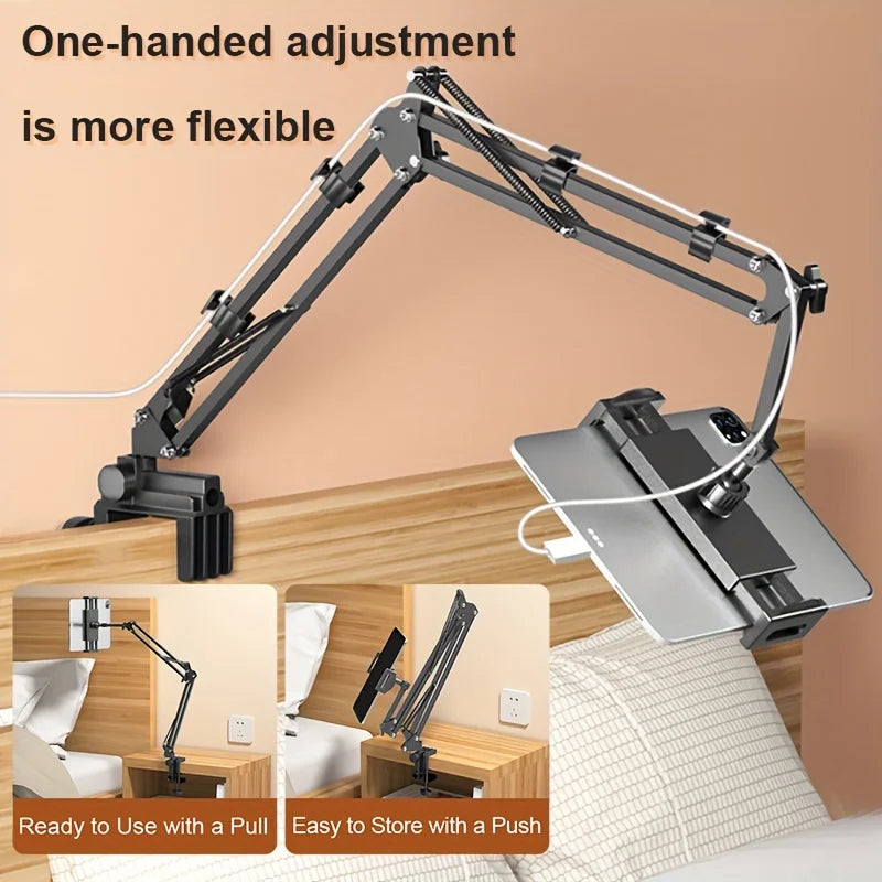 Adjustable Bed Tablet Holder Rotatable Arm Metal Desk Clamp