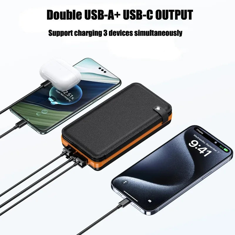 Rscrola 50000mAh Portable Solar Power Bank Fast Charging Battery Pack