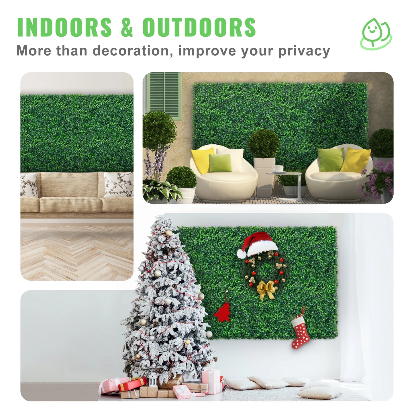 UV Boxwood Hedge Wall Panels 24 Piece Set 20x20 Or 24x16 Inches Outdoor Backdrop Greenery