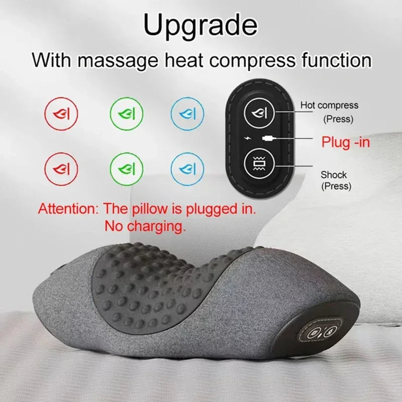 PAQIN Electric Neck Massager Pillow Heating Vibration Cervical Back Support
