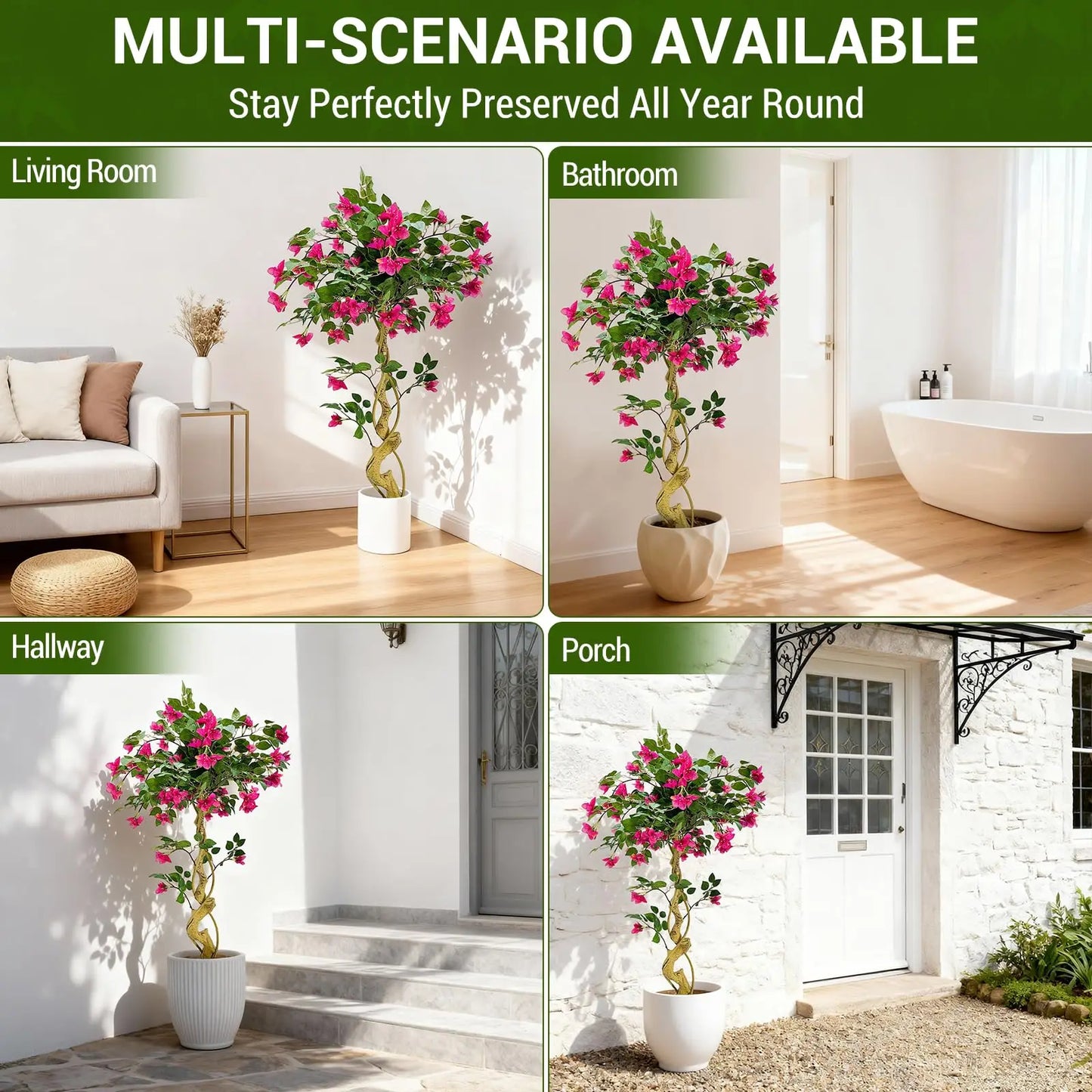 HiMISS Lifelike Bougainvillea Artificial Tree for Indoor Outdoor Decor