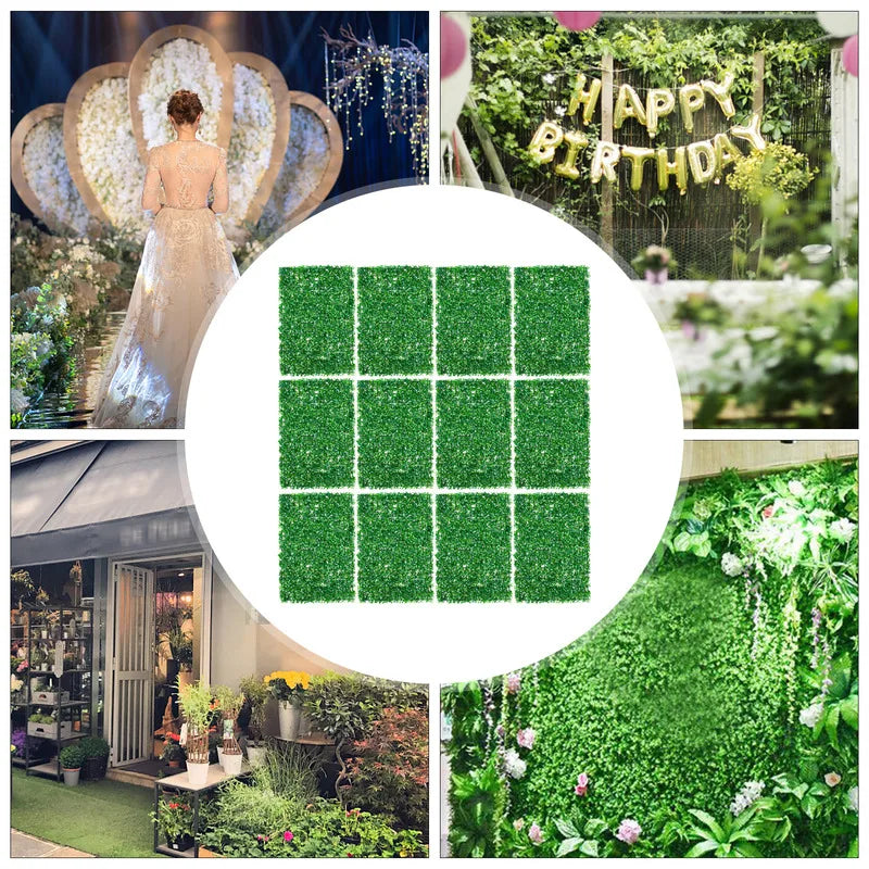 12Pcs Artificial Hedge Panels Garden Grass Mats For Wall Decor