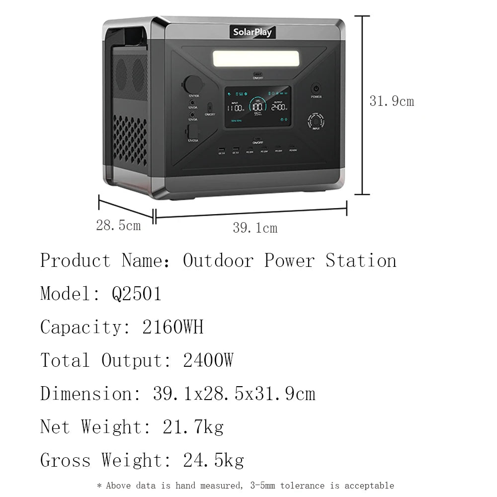 SOLARPLAY Q2501 Q2402M Portable LiFePO4 Power Station