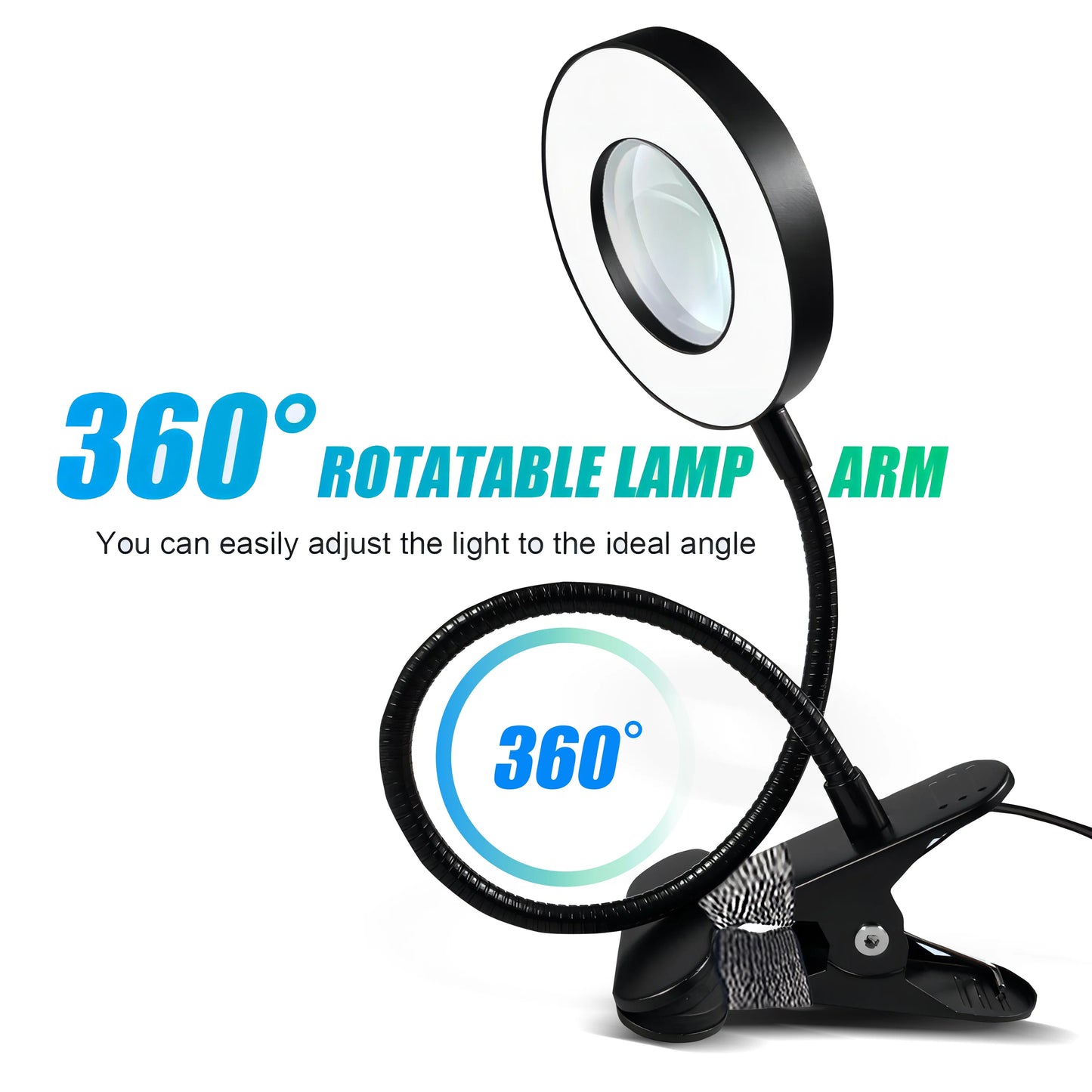Smeileas 5X Magnifying Lamp with Light Clip On LED Reading