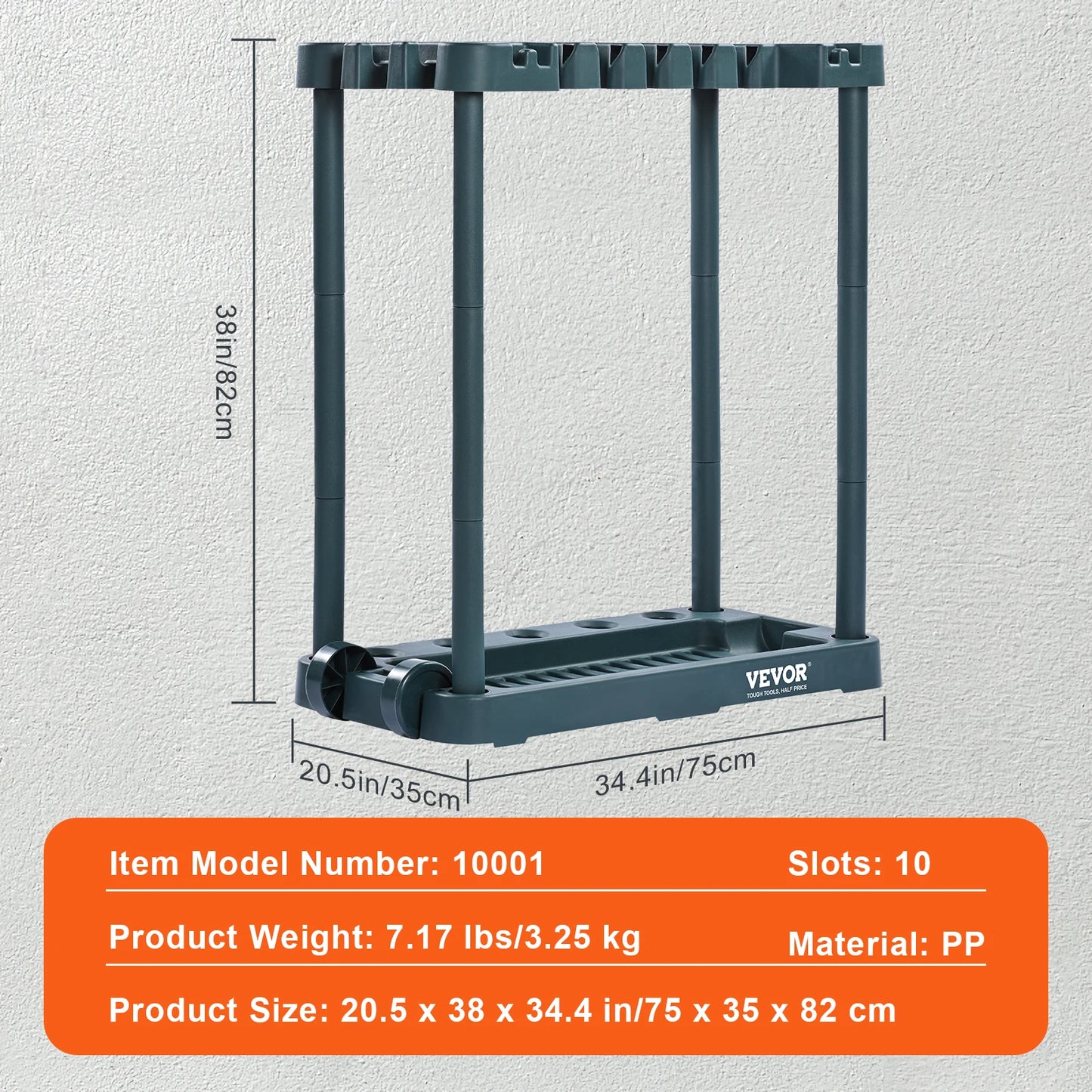 SucceBuy 10 Slot Garden Tool Organizer Rack For Garage