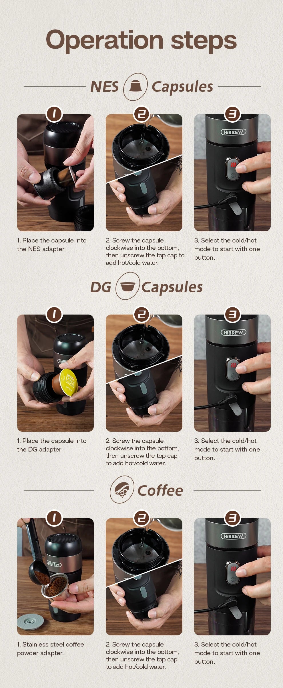 HiBREW Portable Espresso Coffee Machine For Car And Home 12V