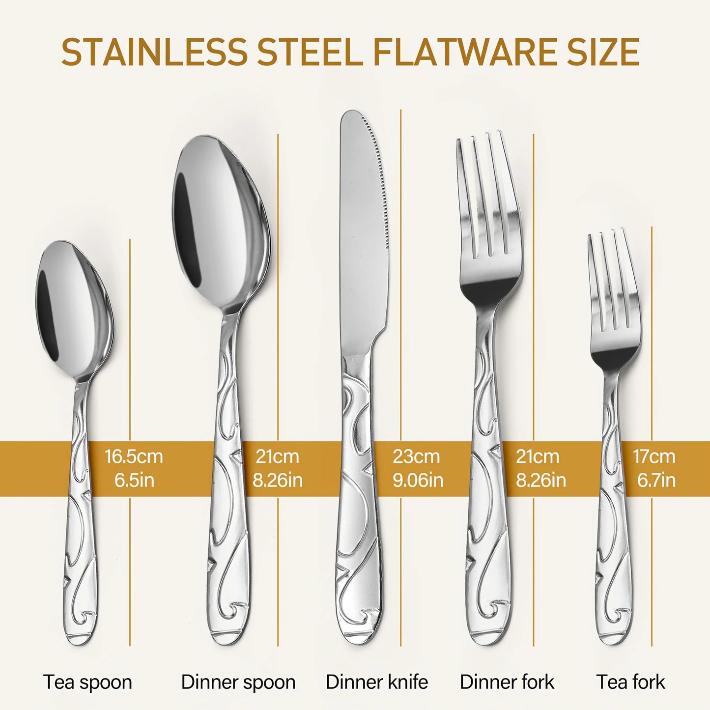 Stainless Steel Flatware Set Mirror Polished Dishwasher Safe Kitchen Utensils