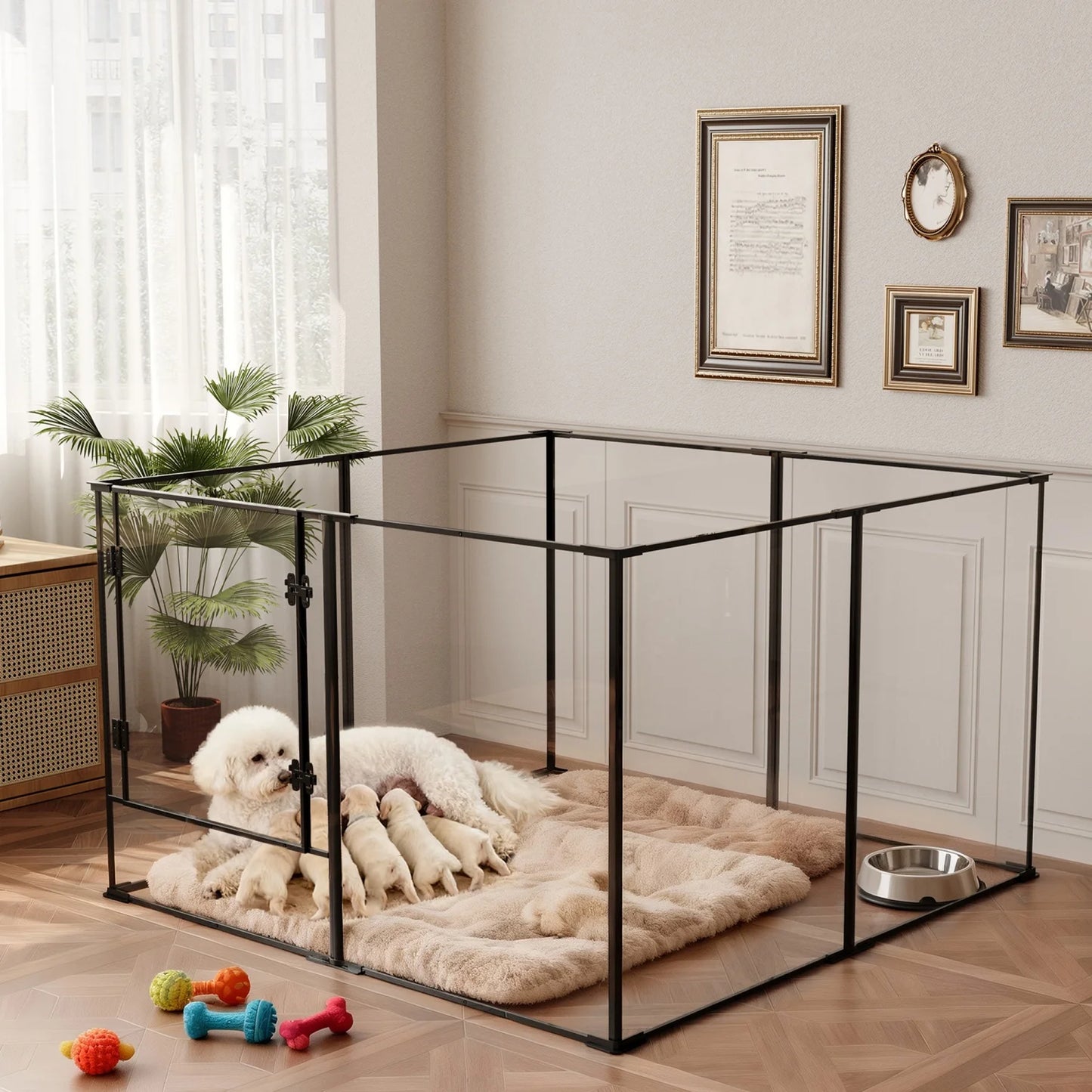 Bingopaw Durable Acrylic Dog Exercise Pen Whelping Fence For Puppies