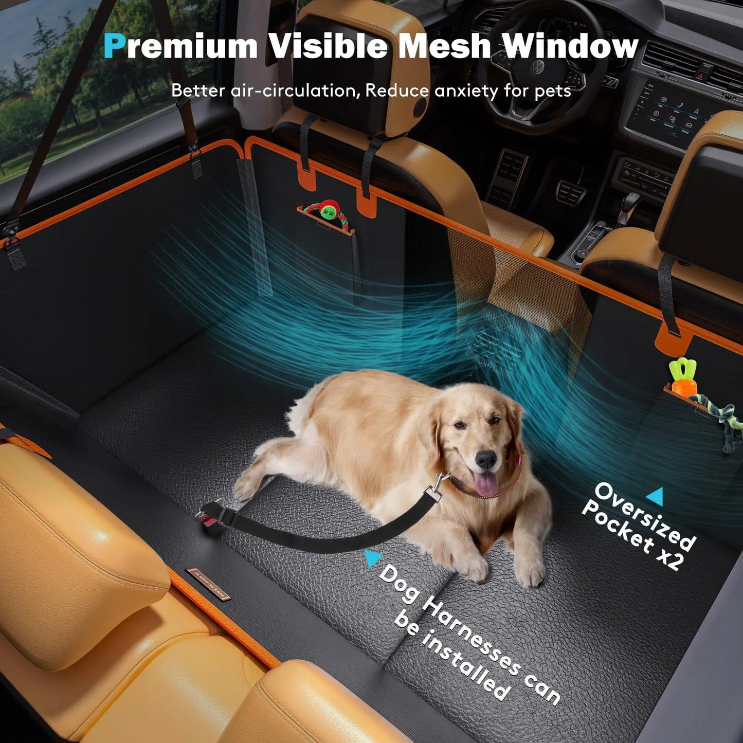 PU Leather Dog Back Seat Extender Waterproof Car Seat Cover