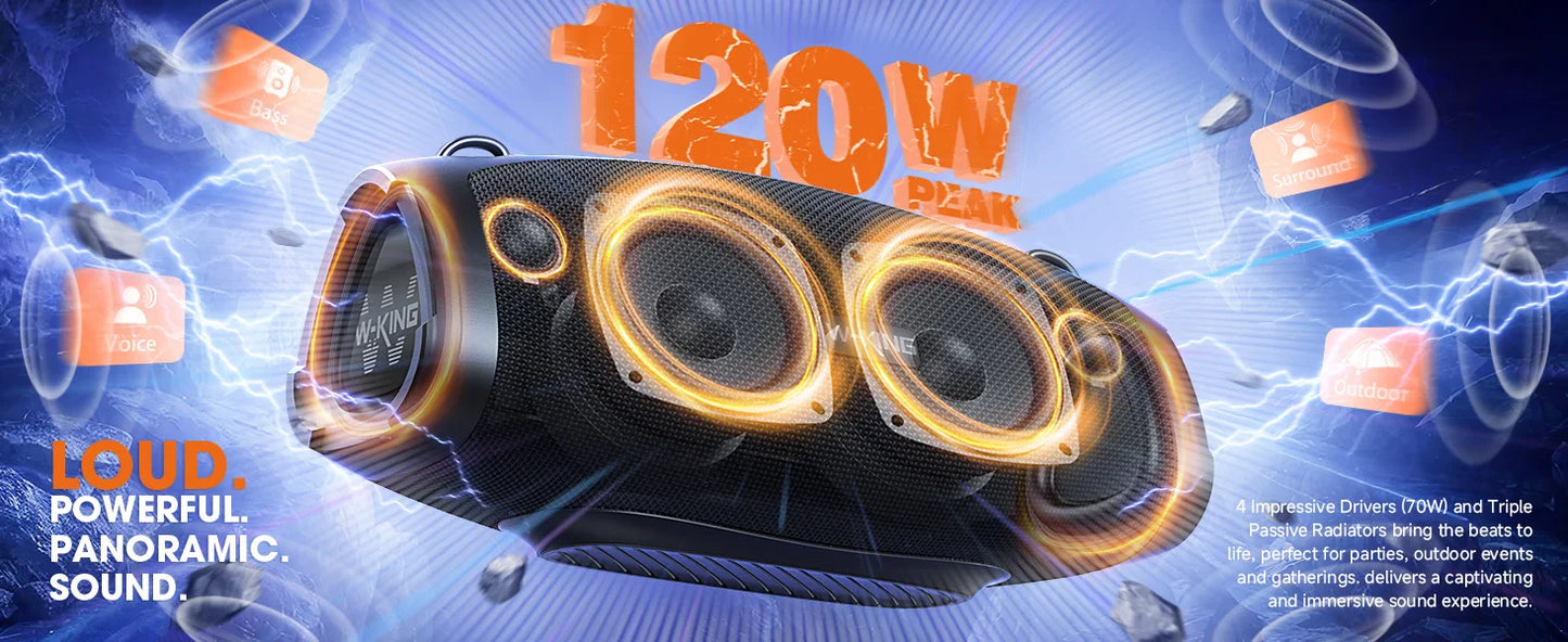 W-King X10 120W Bluetooth Speaker Portable Waterproof Outdoor Party