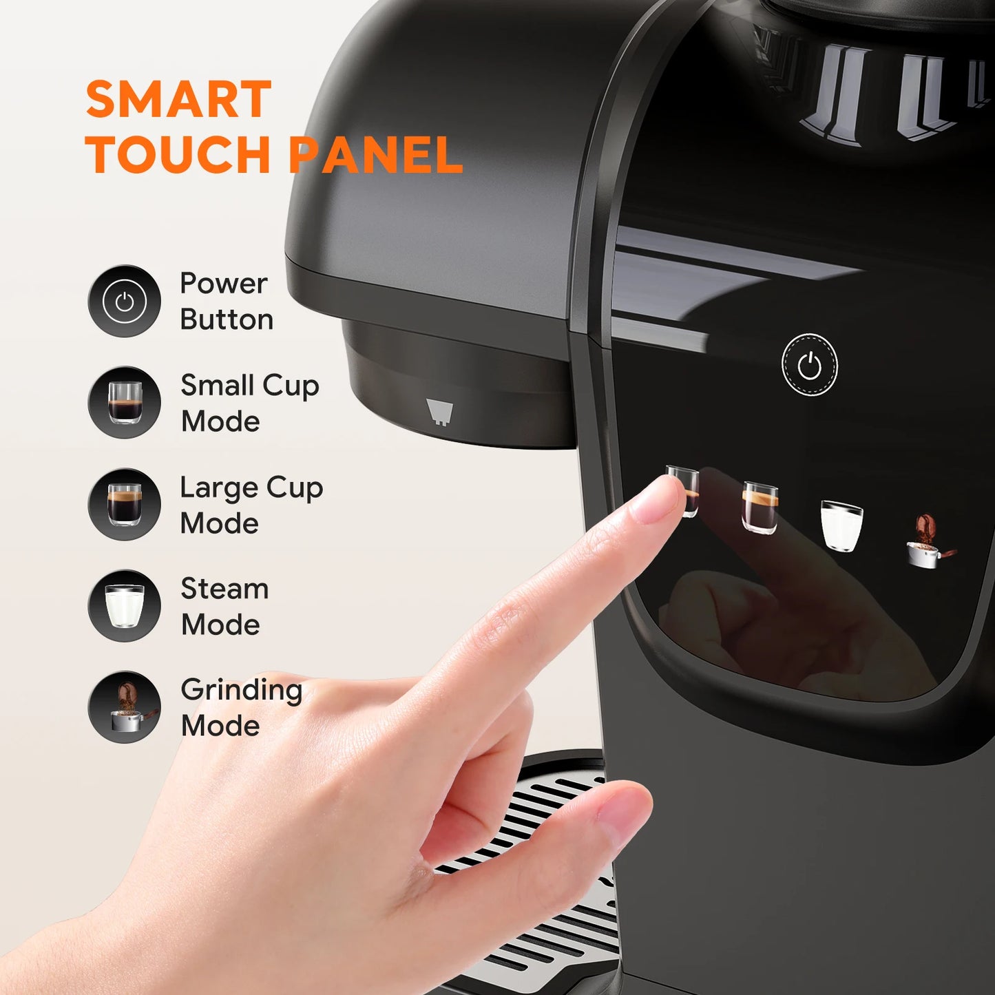 Capadeli 19 Bar 3 In 1 Espresso Machine With Grinder