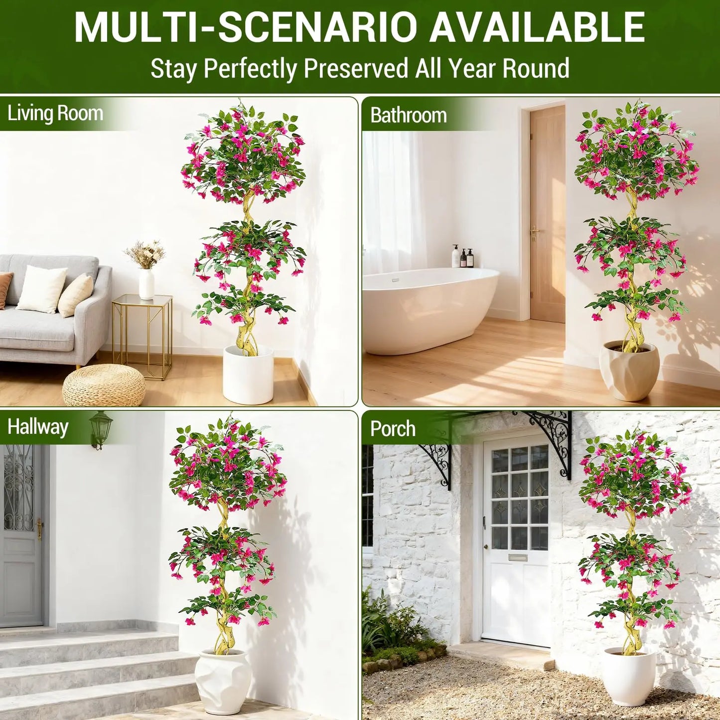 HiMISS Lifelike Bougainvillea Artificial Tree for Indoor Outdoor Decor
