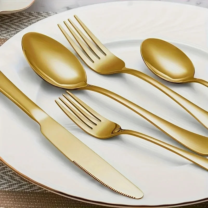Luxury Golden Flatware Set 30 60 Piece Stainless Steel Cutlery
